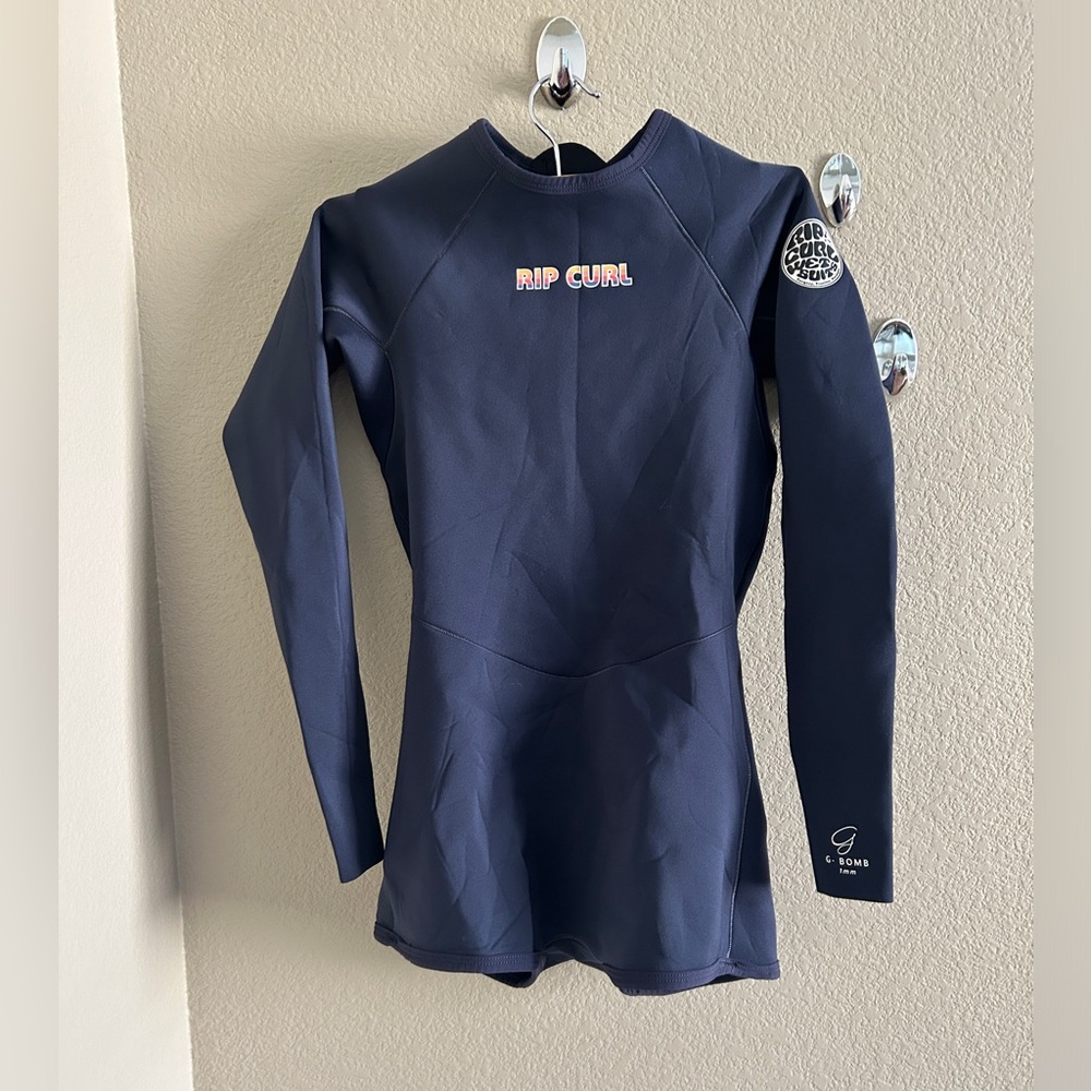 Rip Curl Navy Neoprene Long Sleeve Surf Jacket with Rainbow Zip size 8 - Picture 7 of 10